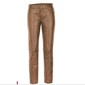 Women leather brown jeans by Hugo Buscati